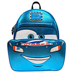 Loungefly Cars Dinoco Lightning McQueen Metallic Blue Cosplay Mini Backpack