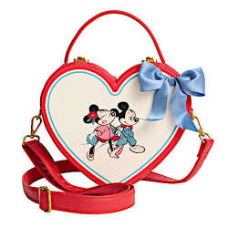 Macy's Mickey Mouse & Minnie Mouse Heart Shaped Crossbody Bag