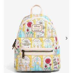 Loungefly Disney Beauty and the Beast Stained Glass Windows Mini Backpack