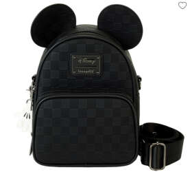 Mickey Mouse Checkered Texture Convertible Mini Backpack & Crossbody Bag