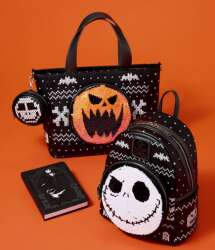 Loungefly The Nightmare Before Christmas Jack Skellington Reversible Sequins Tote Crossbody Bag with Coin Bag