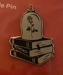 Silver tone Beauty and the Beast books and rose