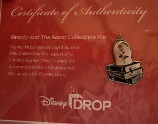 100081 - Disney Drop - Silver tone Beauty and the Beast books and rose - Disney Licensed alternate image