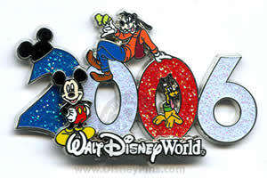 100305 - 2006 Dated Year Pins - Mickey Mouse, Goofy, and Pluto - Walt Disney World