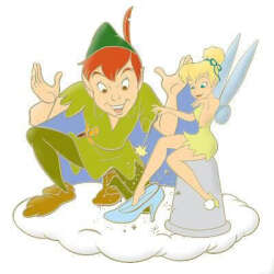 Tinker Bell Trying On Cinderella's Slipper