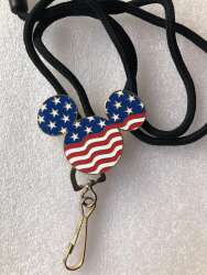 101364 - Cast Exclusive Bolo Lanyards - Patriotic Mickey Head Icon - USA Flag - Walt Disney World