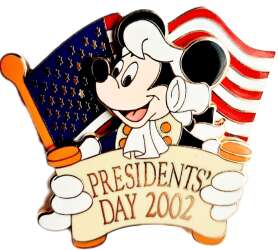 101532 - Presidents' Day - Mickey with Wig and American Flag, President's Day 2002 - Walt Disney World