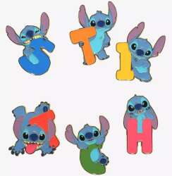 102291 - BoxLunch - Lilo & Stitch Letter Blind Box - Complete Set of 6 Pins - Loungefly