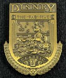 102533 - DLR Cast Member Pin of the Month - Disney The "Fab" Five Classic Shield - Disneyland Resort