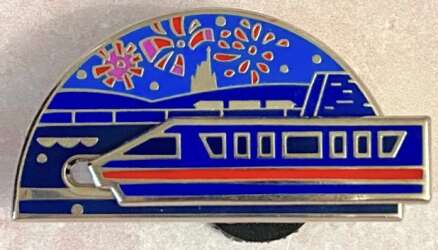 102711 - Fantasy Pin Series: CharmedAndCozy - Pin Pals - Monorail Magic Kingdom Castle Fireworks Interactive Sliding Pin - Fantasy Unlicensed