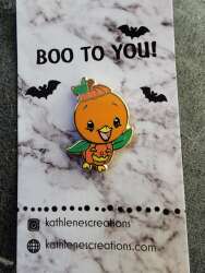 103058 - Fantasy Pin Series: KathlenesCreations - Boo to You Orange Bird Jack'o'lantern - Fantasy Unlicensed