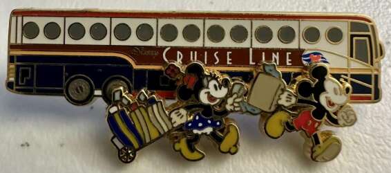 103186 - Disney Cruise Line - Mickey and Minnie Running to Catch Bus with Luggage - Disney Cruise Line