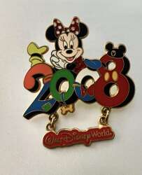 103355 - 2008 Dated Year Pins - Minnie Mouse Dangle - Walt Disney World - Walt Disney World