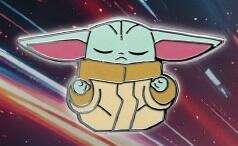 Cutest in the Galaxy Lanyard with Pin Set - Grogu with Eyes Closed Only