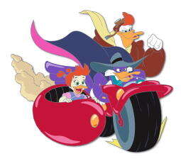 Darkwing Duck, Gosalyn, and Launchpad McQuack on Ratcatcher