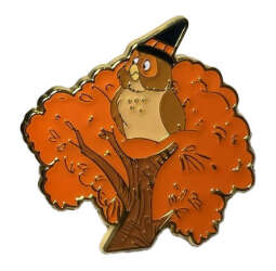 Owl in the Tree Top Wearing a Witch's Hat