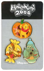 104925 - Halloween 2004 - Pooh, Tigger and Eeyore 3 Pin Set - Disney Store Japan