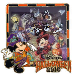 Framed Mickey and Minnie with Ghosts in a Graveyard