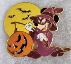 Mickey Dressed as a Wizard Holding a Pumpkin on a String
