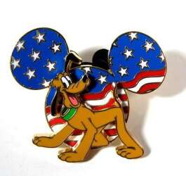 105711 - Cast Exclusive - Pluto on American Flag Mickey Icon - Disneyland Resort