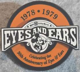 Mickey celebrating Eyes and Ears anniversary banner from 1978-1979