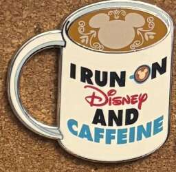 107394 - "I run on Disney and Caffeine" -Flair Pin - Disney Store US