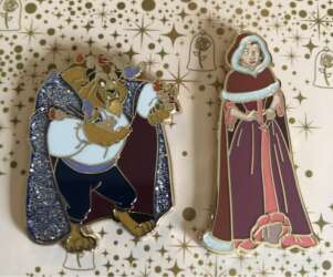 53217 - Pink A La Mode (PALM) - Beauty and the Beast - Enchanted Winter - Disney Beauty and the Beast 2pc Enamel Pin Set - PALM Exclusive - Disney Licensed