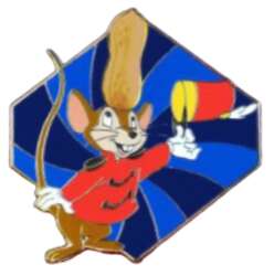Timothy Q. Mouse with Peanut on Blue Hexagon