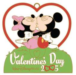 107803 - Valentine's Day 2005 Lanyard Medal — Mickey and Minnie Kissing - Walt Disney World