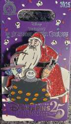 108409 - Nightmare Before Christmas Celebrating 25 years of Disney Pins - Santa holding Lock, Shock, & Barrel in Santa Bag alternate image