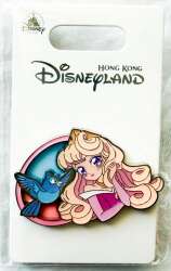 108616 - HKDL Hong Kong Stained Glass Anime Cartoon Sleeping Beauty Aurora Disney Pin - Aurora - Hong Kong Disneyland
