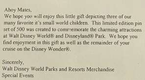 109205 - Disney Wonder Cruise Ship - it's a small world Adventure on the High Seas 3 pin set - Disney Cruise Line alternate image