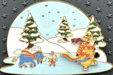 109239 - Box Lunch - Winnie the Pooh Sliding Pin - Winnie the Pooh Ice Skating Limited Edition Sliding Pin - Loungefly