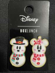 109275 - Box Lunch Mickey and Minnie Snowmen - Mickey and Minnie Snowmen Pin Set - Loungefly