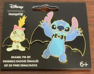 106983 - BoxLunch - Lilo & Stitch - Scrump & Stitch as Vampires with Bat Wings - Loungefly alternate image