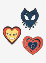 109792 - Marvel Avengers Trio Heart Enamel Pin Set - Captain America, Iron Man, Black Panther - Disney Licensed alternate image