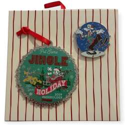 110056 - Happy Holidays 2019 - Mickey, Pluto, & Goofy - Disneyland Annual Passholder 2019 - Ornament Box Pin Set - Disneyland Resort