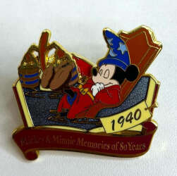 110811 - Mickey & Minnie Memories of 80 Years - Mickey Apprentice Dreaming with Broom in Background - Disney Store Japan