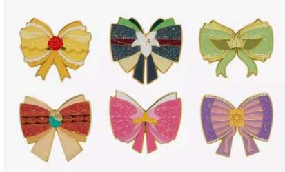 Loungefly Disney Princess Glitter Bow Complete 6-pin Hot Topic 2025 Mystery Set