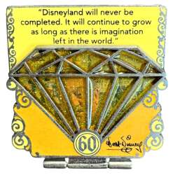 11781 - Disneyland 60th Celebration Diamond Countdown - Walt Disney - 60th Anniversary - Yellow - Quote - Disneyland Resort