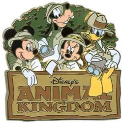 16588 - Disney's Animal Kingdom - Mickey and Friends Sitting on Logo - Walt Disney World