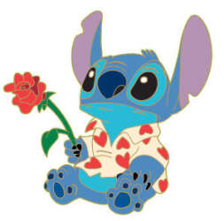 1696 - Valentine's Day - 2007 - Stitch in Heart Shirt with Rose - Disneyland Resort Paris