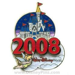 18858 - 2008 Dated Year Pins - Cinderella Castle - Tinker Bell - Walt Disney World