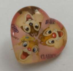 31270 - Mickey & Pals - Dome Pink Heart - Clarice, Chip & Dale - Disney Licensed