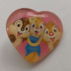 31271 - Mickey & Pals - Dome Pink Heart - Clarice, Chip & Dale - Disney Licensed