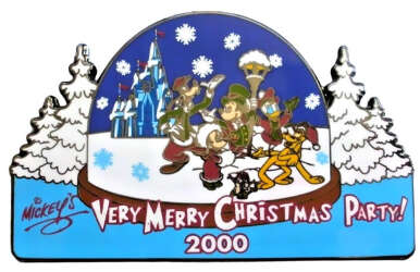 31349 - Mickey's Very Merry Christmas Party (MVMCP) 2000 - The Fab 5 Plus Chip & Dale Snowglobe with Trees - Walt Disney World