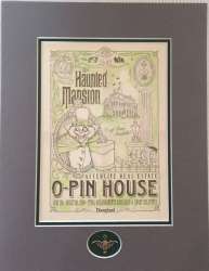 9362 - Haunted Mansion O'Pin House - Deluxe Print with Bat Stanchion Pin - Disneyland Resort