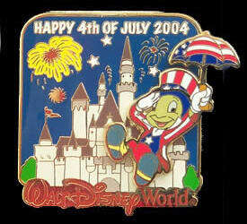 42621 - 4th of July/Independence Day - 2004 - Jiminy Cricket in front of Cinderella's Castle - Walt Disney World