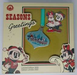 57362 - Christmas 2022 - Mickey and Minnie Mouse Pin and Ornament Boxed Set - Walt Disney World