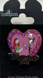 63169 - Valentine's Day - Jack and Sally in a Red and Pink Jeweled Heart - Hong Kong Disneyland